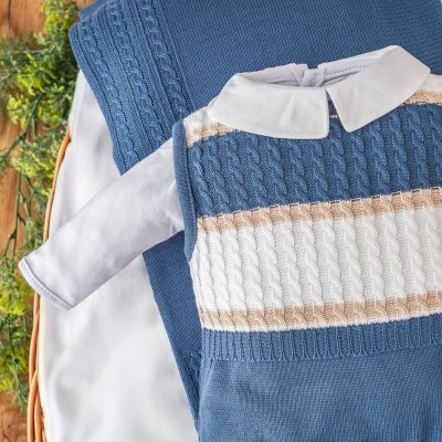  Saída de Maternidade Thommy - Azul Jeans e Bege